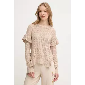 Hoss Intropia pulover din amestec de in femei, culoarea bej, light, 6389954 imagine