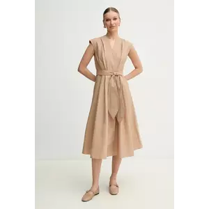 Marella rochie OSSOLA culoarea bej, midi, evazată, 2513221172200 imagine
