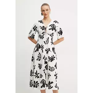 Marella rochie MOLISE culoarea alb, midi, evazată, 2513221112200 imagine