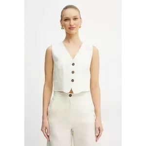 Marella vestă de in Emme by Marella culoarea bej, un singur rand de nasturi, 2515151012200 imagine