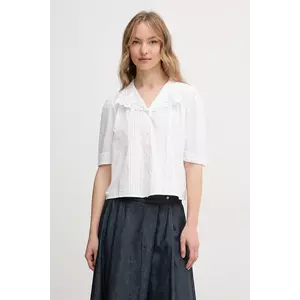 Hoss Intropia cămașă din bumbac femei, culoarea alb, cu guler clasic, relaxed, 5879135 imagine