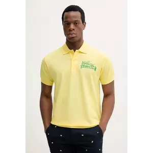Lacoste polo de bumbac bărbați, culoarea galben, uni, PH0285 imagine