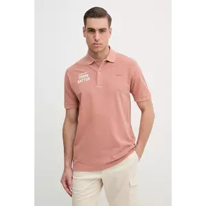 Lacoste polo de bumbac bărbați, culoarea portocaliu, cu imprimeu, PH0349 imagine