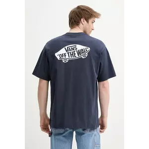 Vans tricou din bumbac bărbați, culoarea bleumarin, cu imprimeu, VN000P50JDU1 imagine