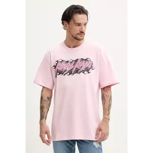 Karl Kani tricou din bumbac bărbați, culoarea roz, cu imprimeu, 60300354 imagine