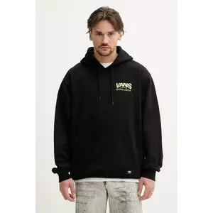 Vans hanorac de bumbac bărbați, culoarea negru, cu glugă, cu imprimeu, VN000NHRBLK1 imagine