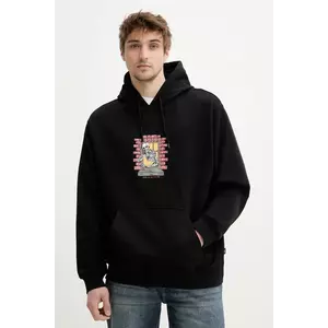 Vans hanorac de bumbac bărbați, culoarea negru, cu glugă, cu imprimeu, VN000NHSBLK1 imagine