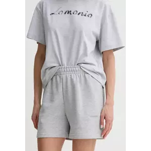 La Mania pantaloni scurți femei, culoarea gri, melanj, high waist, TIDE imagine