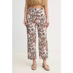 Marella pantaloni Emme by Marella femei, culoarea alb, fason culottes, high waist, 2515131112200 imagine