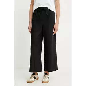 Marella pantaloni de bumbac Emme by Marella femei, culoarea negru, lat, high waist, 2515131082200 imagine