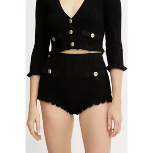 Elisabetta Franchi pantaloni scurti femei, culoarea negru, uni, high waist, KS03Q52E2 imagine