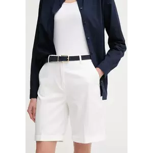 United Colors of Benetton pantaloni scurti femei, culoarea alb, uni, high waist, 4CDRD901W imagine