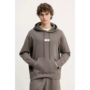 MM6 Maison Margiela hanorac de bumbac barbati, culoarea maro, cu glugă, cu imprimeu, SH0GU0018 imagine