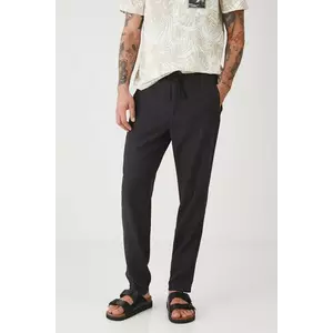 Medicine pantaloni din amestec de in barbati, culoarea negru, drept imagine