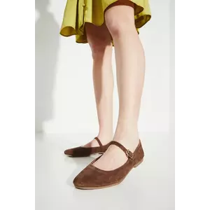 Medicine balerini din piele intoarsa culoarea maro imagine