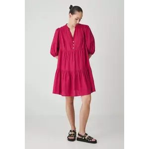 Medicine rochie din in culoarea rosu, mini, oversize imagine