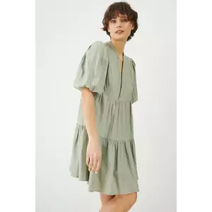 Medicine rochie din in culoarea verde, mini, oversize imagine