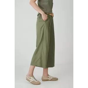 Medicine pantaloni femei, culoarea verde, lat, high waist imagine