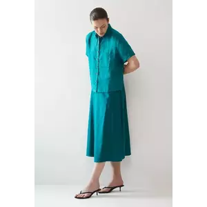 Medicine fusta din in culoarea verde, midi, evazati imagine