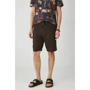 Medicine pantaloni scurți din amestec de in barbati, culoarea maro, melanj imagine
