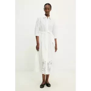 Answear Lab rochie din bumbac culoarea alb, maxi, evazată imagine