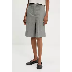 Answear Lab pantaloni scurti femei, culoarea gri, neted, high waist imagine