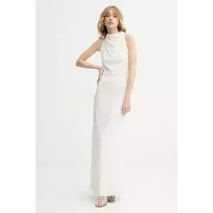 Rotate rochie culoarea bej, maxi, mulată, 113910857 imagine