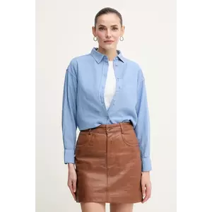 Pepe Jeans cămașă de in CHIPPER femei, cu guler clasic, relaxed, PL304993 imagine