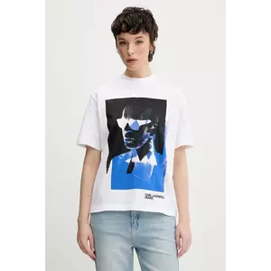 Karl Lagerfeld Jeans tricou din bumbac femei, culoarea alb, A2W17030 imagine