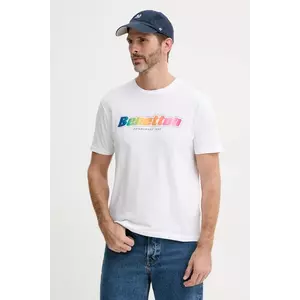 United Colors of Benetton tricou din bumbac bărbați, culoarea violet, cu imprimeu, 3I1XU1096 imagine