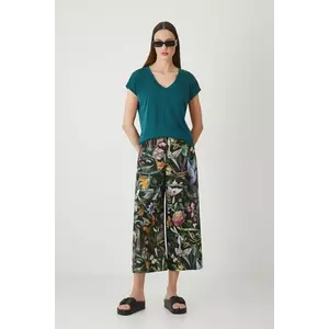 Medicine pantaloni din in femei, culoarea negru, fason culottes, high waist imagine