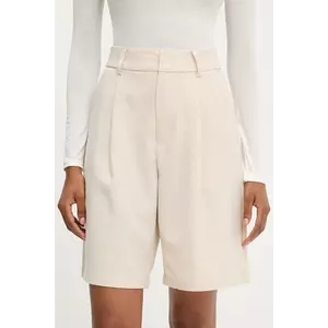 Answear Lab pantaloni scurti femei, culoarea bej, neted, high waist imagine