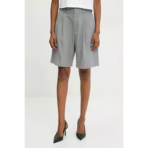 Answear Lab pantaloni scurti femei, culoarea gri, neted, high waist imagine