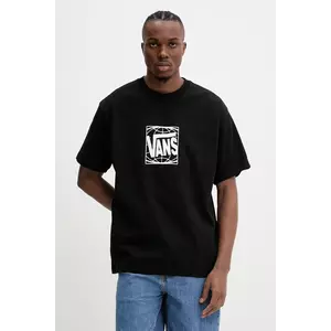 Vans tricou din bumbac barbati, culoarea negru, cu imprimeu, VN000Q25BLK1 imagine