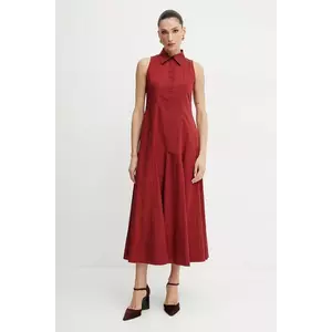 MAX&Co. rochie din bumbac culoarea bordo, maxi, evazată, 2516221014200 imagine