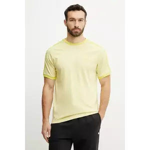 adidas Originals tricou din bumbac 3-Stripes barbati, culoarea galben, uni, JN7021 imagine