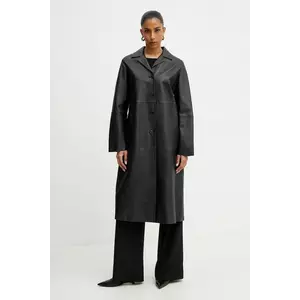 MAX&Co. palton de piele femei, culoarea negru, de tranzitie, 2518471012200 imagine