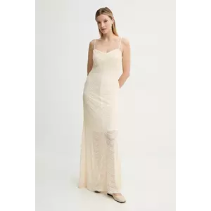 Gestuz rochie culoarea bej, maxi, dreaptă, 10909573 imagine