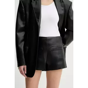 Gestuz pantaloni scurti de piele femei, culoarea negru, uni, high waist, 10909942 imagine