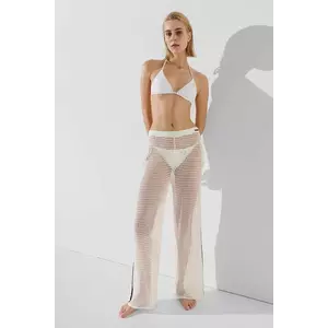 Karl Lagerfeld pantaloni femei, culoarea alb, lat, medium waist, A2W46011 imagine