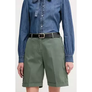 United Colors of Benetton pantaloni scurti femei, culoarea verde, uni, high waist, 4CDRD901W imagine