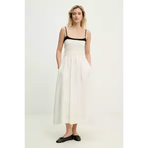 Answear Lab rochie din in culoarea alb, maxi, evazată imagine