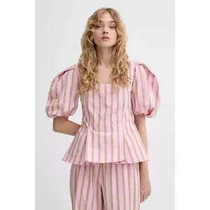 Stine Goya bluză din bumbac femei, culoarea roz, cu imprimeu, SG-SS25-T055-2344 imagine