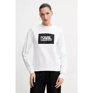 Karl Lagerfeld hanorac de bumbac femei, culoarea alb, cu imprimeu, ASW20006 imagine