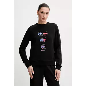 Karl Lagerfeld hanorac de bumbac femei, culoarea negru, cu imprimeu, A2W20076 imagine