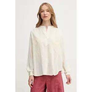 Hoss Intropia cămașă femei, culoarea bej, cu guler stand-up, relaxed, 6289139 imagine