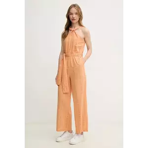 Pepe Jeans salopetă din bumbac EDITH culoarea portocaliu, bumbac, cu decolteu in v, PL230514 imagine