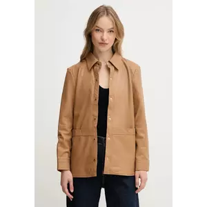 Pedro del Hierro geacă de piele culoarea maro, de tranzitie, 5499140 imagine