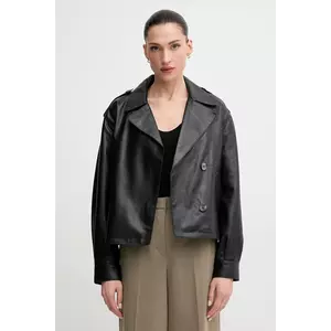 Pepe Jeans geacă de piele GRETA culoarea negru, de tranzitie, PL402527 imagine