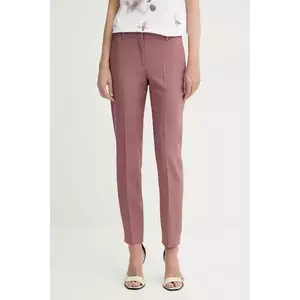 PS Paul Smith pantaloni de lână femei, culoarea roz, drept, medium waist, W2R.N264.P31053 imagine